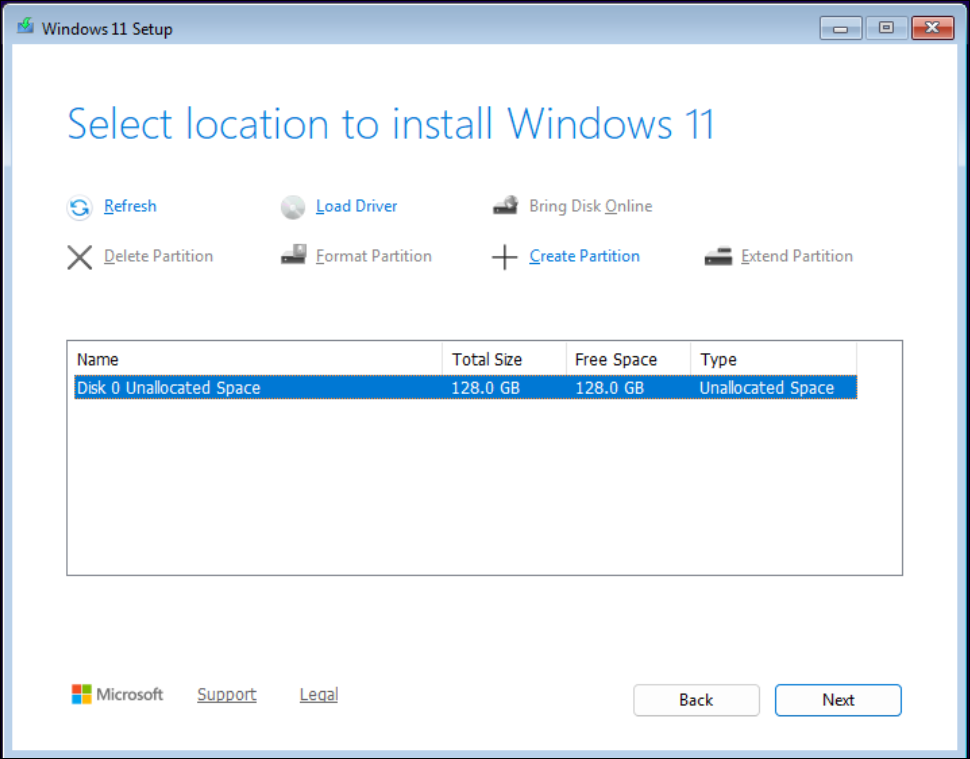 Windows 11 disk shown after installing drivers