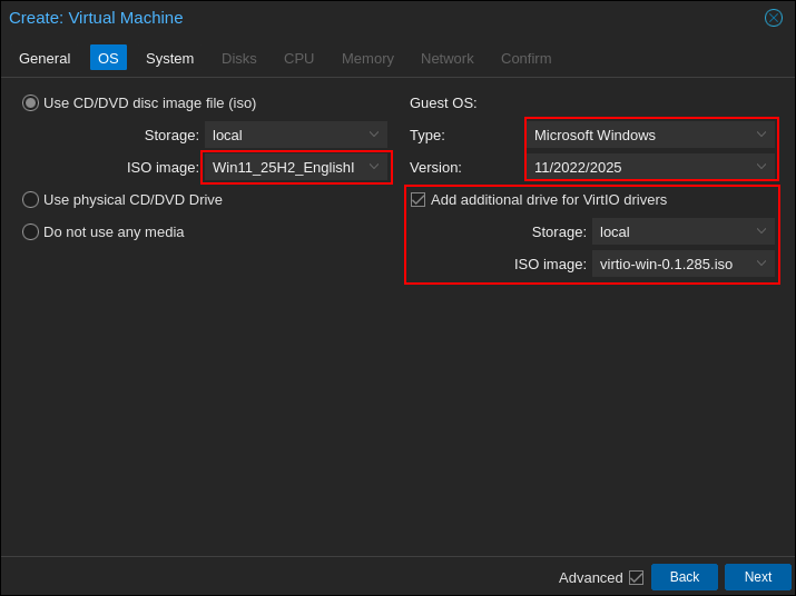 Proxmox Windows 11 OS Settings